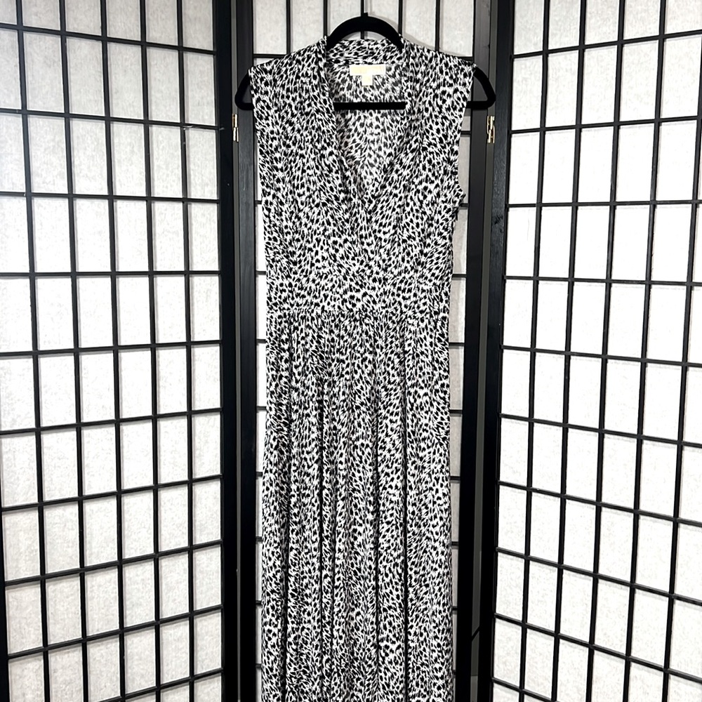 Michael Kors Black & White Maxi Dress with Side Slit Size Small